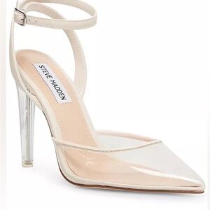 Steve Madden Alessi Women's Cream and Clear Vinyl Heels